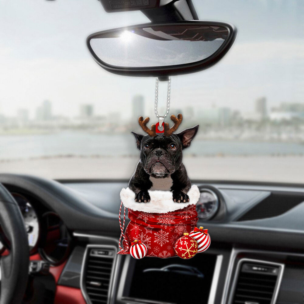 French Bulldog In Snow Pocket Christmas Car Hanging Ornament Lasfour Ornaments OO1186