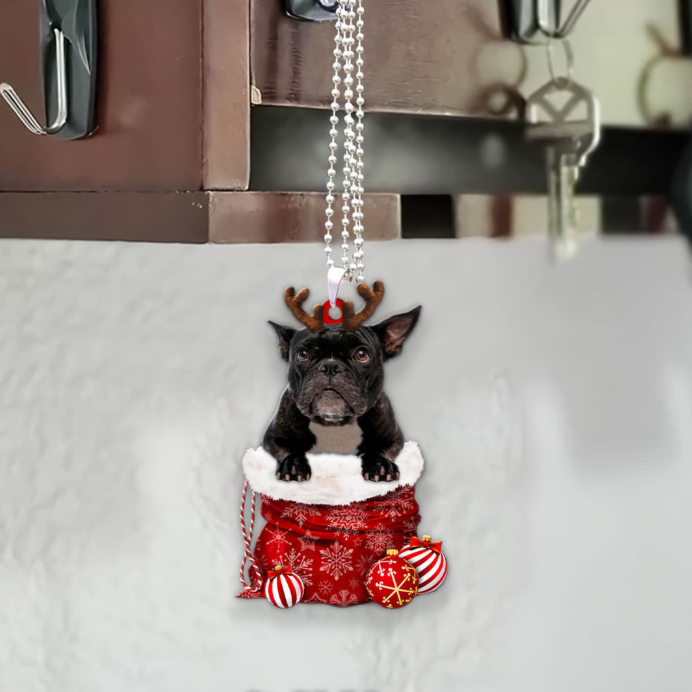 French Bulldog In Snow Pocket Christmas Car Hanging Ornament Lasfour Ornaments OO1186