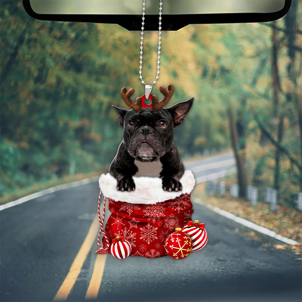 French Bulldog In Snow Pocket Christmas Car Hanging Ornament Lasfour Ornaments OO1186