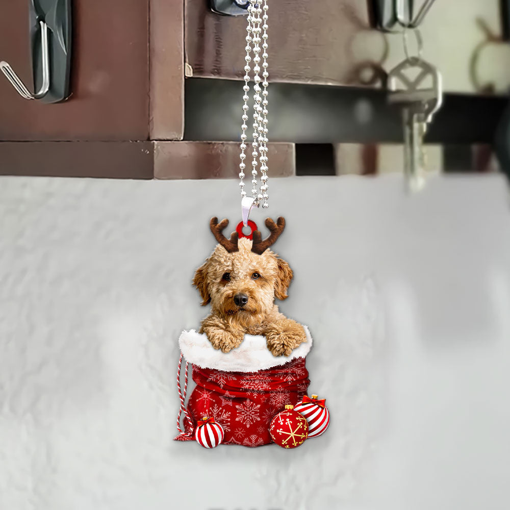 Goldendoodle In Snow Pocket Christmas Car Hanging Ornament Lasfour Ornaments OO0019