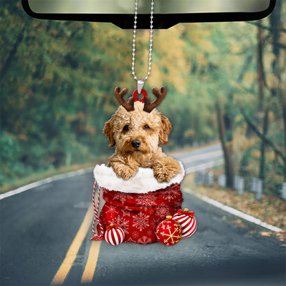 Goldendoodle In Snow Pocket Christmas Car Hanging Ornament Lasfour Ornaments OO0019