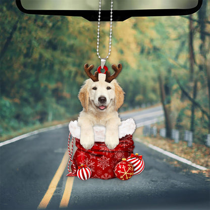 Golden Retriever In Snow Pocket Christmas Car Hanging Ornament Lasfour Ornaments OO1184