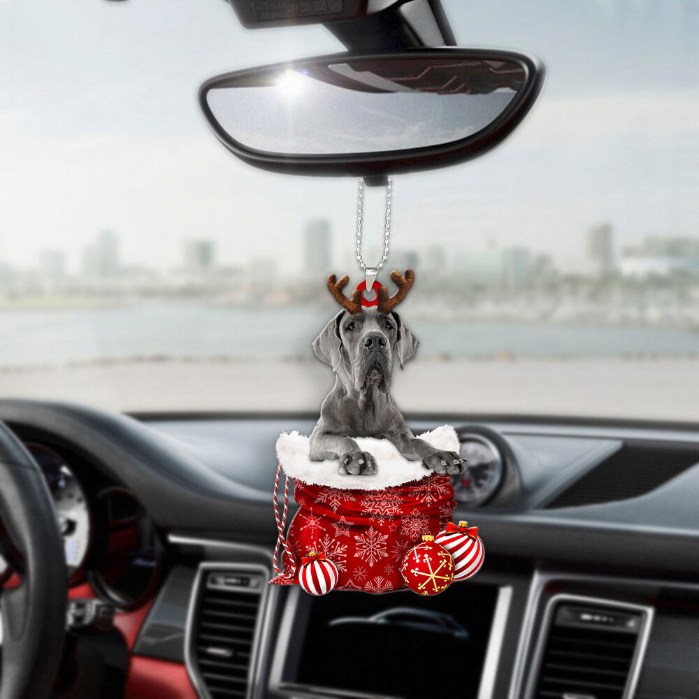 Great Dane In Snow Pocket Christmas Car Hanging Ornament Lasfour Ornaments OO1220