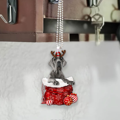 Great Dane In Snow Pocket Christmas Car Hanging Ornament Lasfour Ornaments OO1220