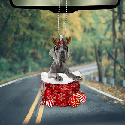 Great Dane In Snow Pocket Christmas Car Hanging Ornament Lasfour Ornaments OO1220