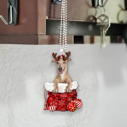 Greyhound In Snow Pocket Christmas Car Hanging Ornament Lasfour Ornaments OO1221