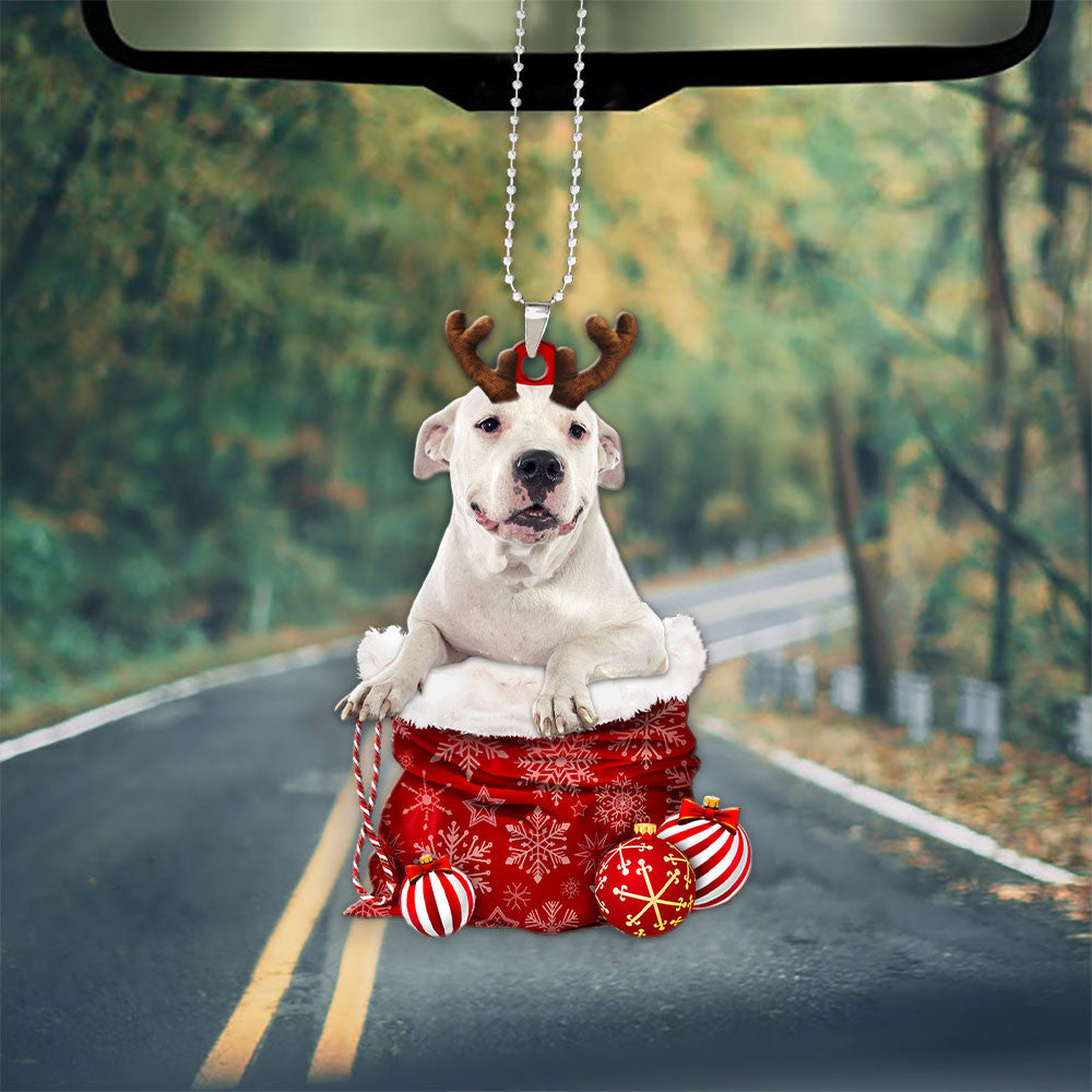 Dogo Argentino In Snow Pocket Christmas Car Hanging Ornament Lasfour Ornaments OO1216