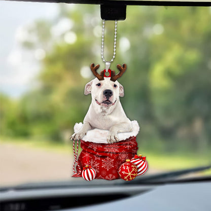 Dogo Argentino In Snow Pocket Christmas Car Hanging Ornament Lasfour Ornaments OO1216