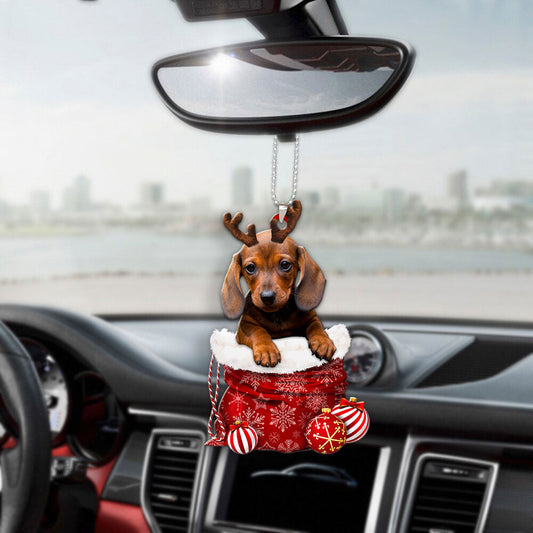 Dachshund In Snow Pocket Christmas Car Hanging Ornament Lasfour Ornaments OO1187