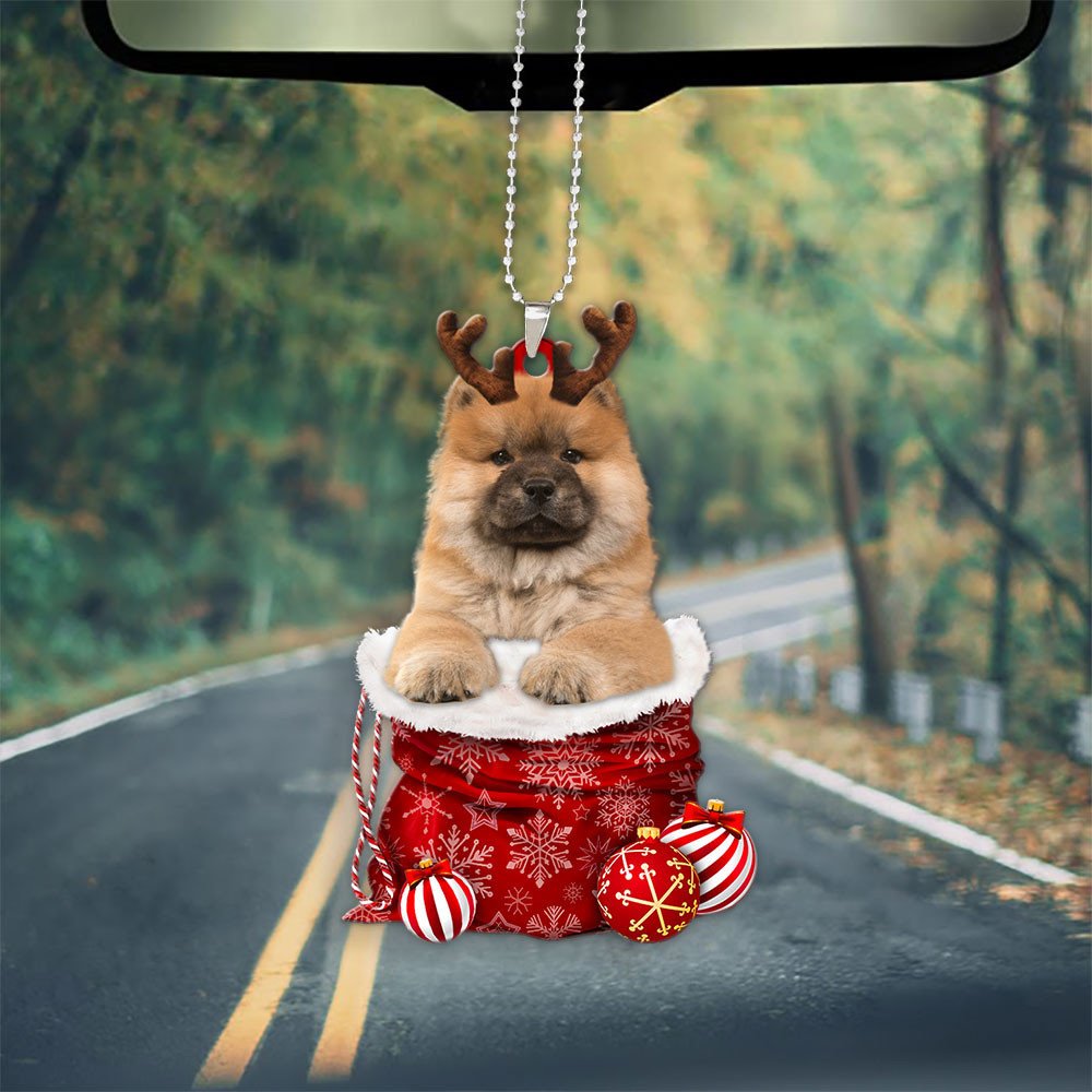 Chow Chow In Snow Pocket Christmas Car Hanging Ornament Lasfour Ornaments OO1210