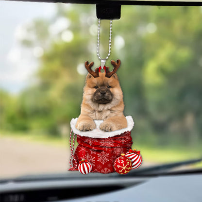 Chow Chow In Snow Pocket Christmas Car Hanging Ornament Lasfour Ornaments OO1210