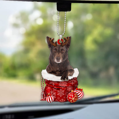 Australian Kelpie In Snow Pocket Christmas Car Hanging Ornament Lasfour Ornaments OO1195