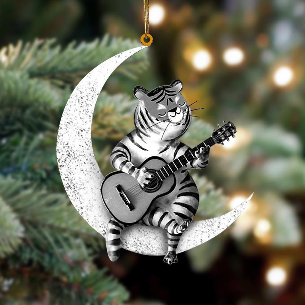 Tiger Sits On The Moon Flat Acrylic Hanging Ornament Animals Shaped OO2279