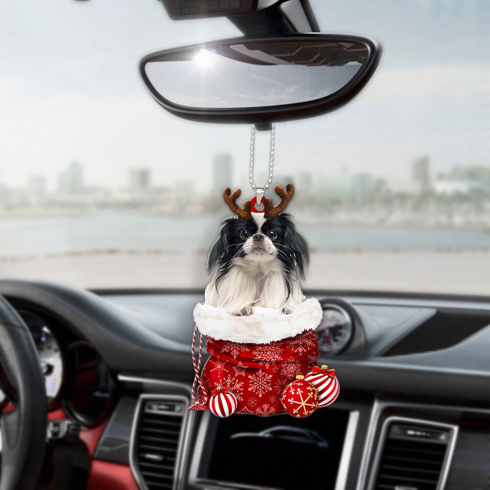 Japanese Chin In Snow Pocket Christmas Car Hanging Ornament Lasfour Ornaments SO1508