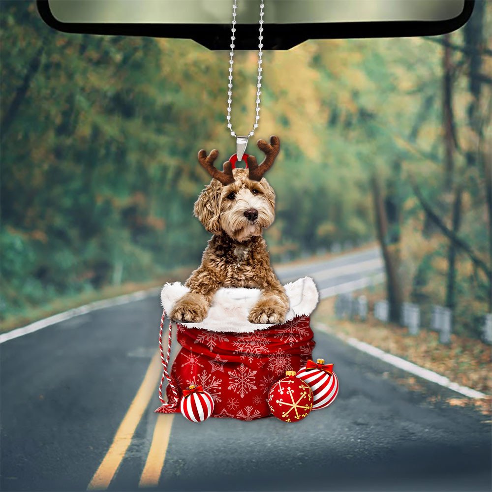 Labradoodle In Snow Pocket Christmas Car Hanging Ornament Lasfour Ornaments OO1227