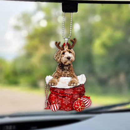 Labradoodle In Snow Pocket Christmas Car Hanging Ornament Lasfour Ornaments OO1227