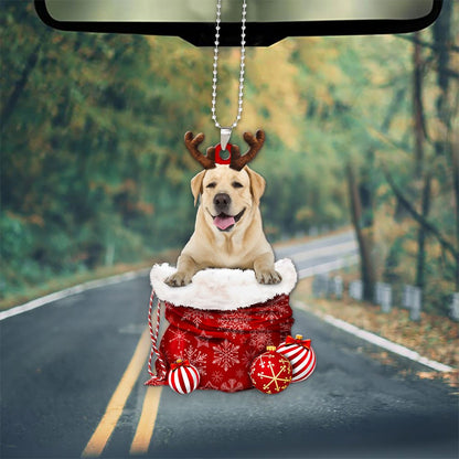 Labrador Retriever In Snow Pocket Christmas Car Hanging Ornament Lasfour Ornaments OO1228