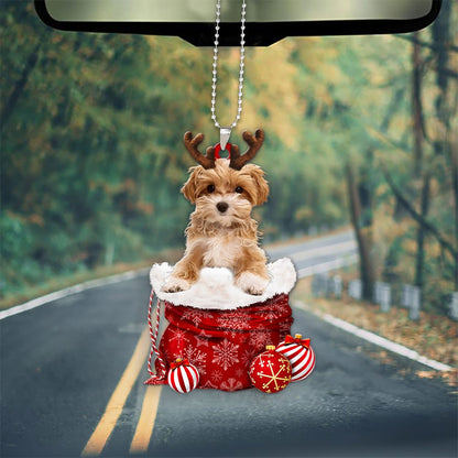 Maltipoo In Snow Pocket Christmas Car Hanging Ornament Lasfour Ornaments SO1509