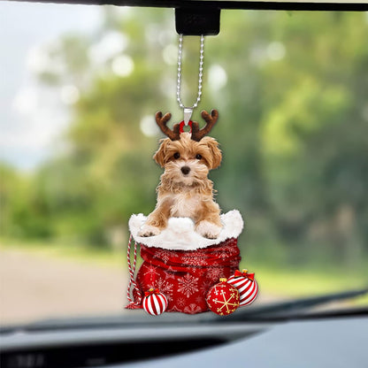 Maltipoo In Snow Pocket Christmas Car Hanging Ornament Lasfour Ornaments SO1509