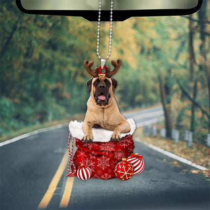 Mastiff In Snow Pocket Christmas Car Hanging Ornament Lasfour Ornaments OO1230