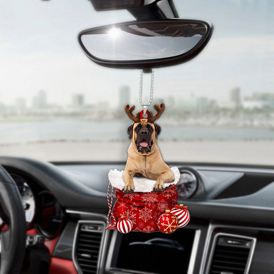 Mastiff In Snow Pocket Christmas Car Hanging Ornament Lasfour Ornaments OO1230