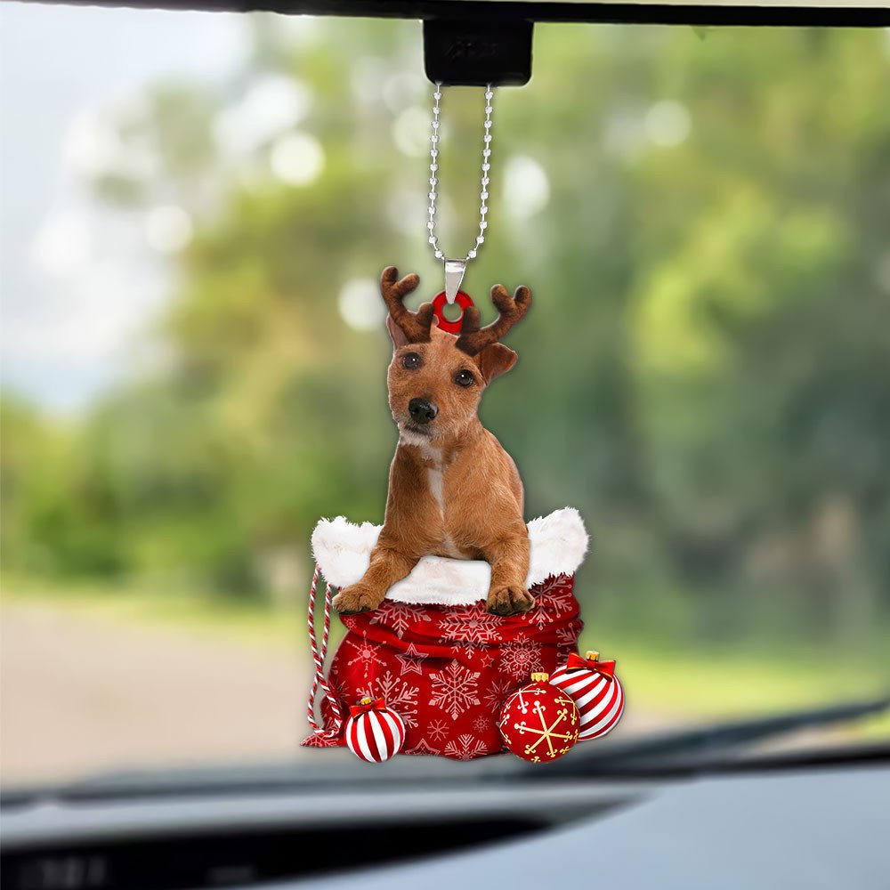 Patterdale Terrier In Snow Pocket Christmas Car Hanging Ornament Lasfour Ornaments OO1235