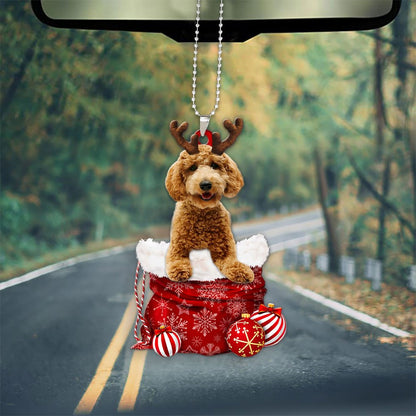 Poodle In Snow Pocket Christmas Car Hanging Ornament Lasfour Ornaments OO1240