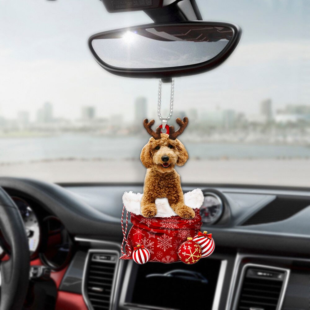 Poodle In Snow Pocket Christmas Car Hanging Ornament Lasfour Ornaments OO1240