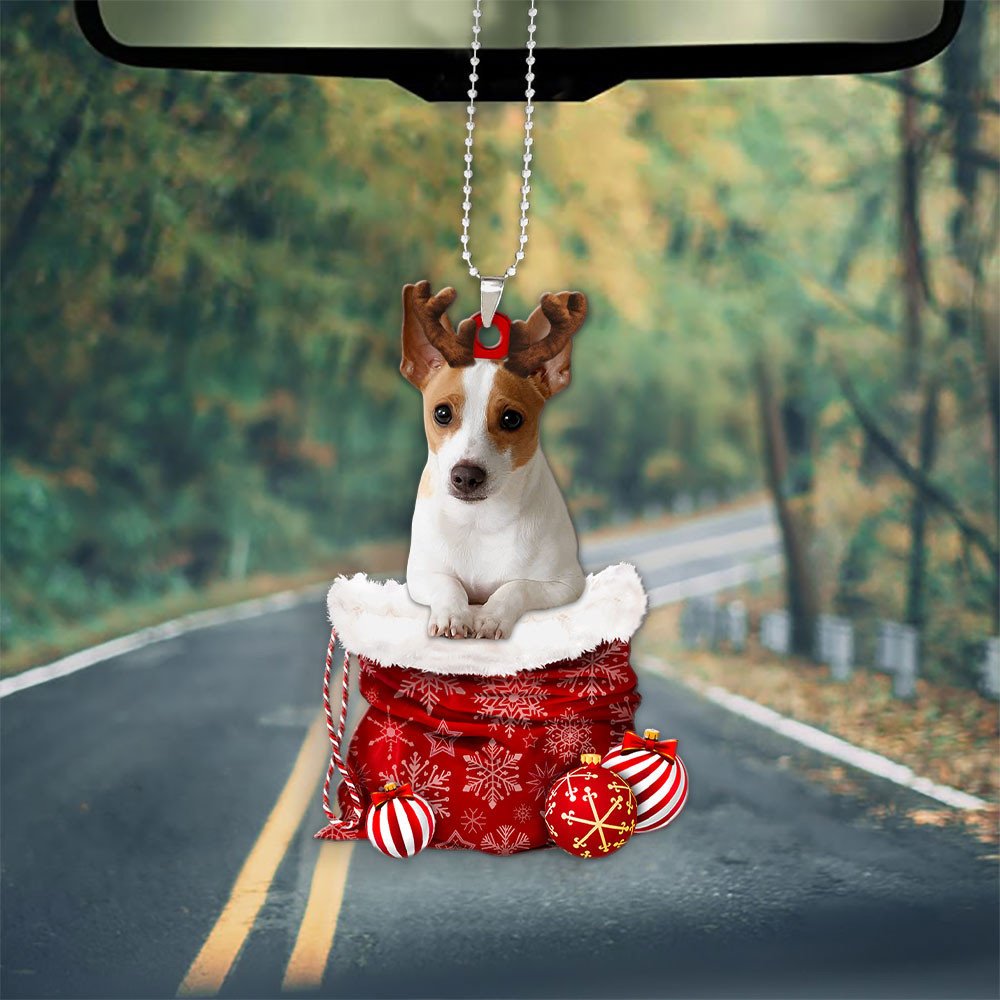 Rat Terrier In Snow Pocket Christmas Car Hanging Ornament Lasfour Ornaments OO1243