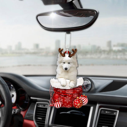 Samoyed In Snow Pocket Christmas Car Hanging Ornament Lasfour Ornaments OO1247