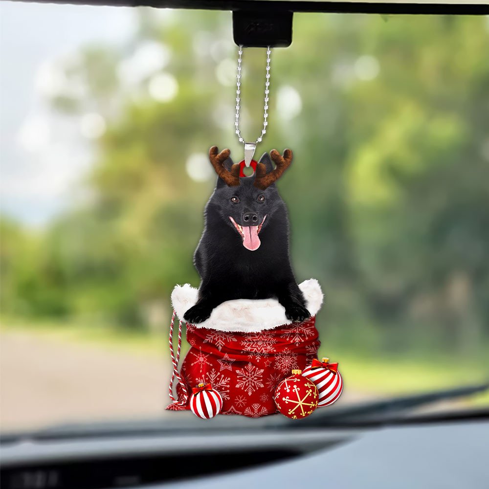 Schipperke In Snow Pocket Christmas Car Hanging Ornament Lasfour Ornaments OO1248