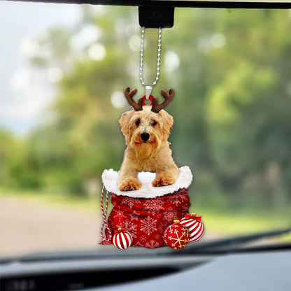 Schnoodle In Snow Pocket Christmas Car Hanging Ornament Lasfour Ornaments OO1249