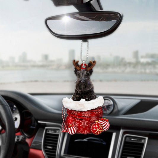 Scottish Terrier In Snow Pocket Christmas Car Hanging Ornament Lasfour Ornaments OO1250