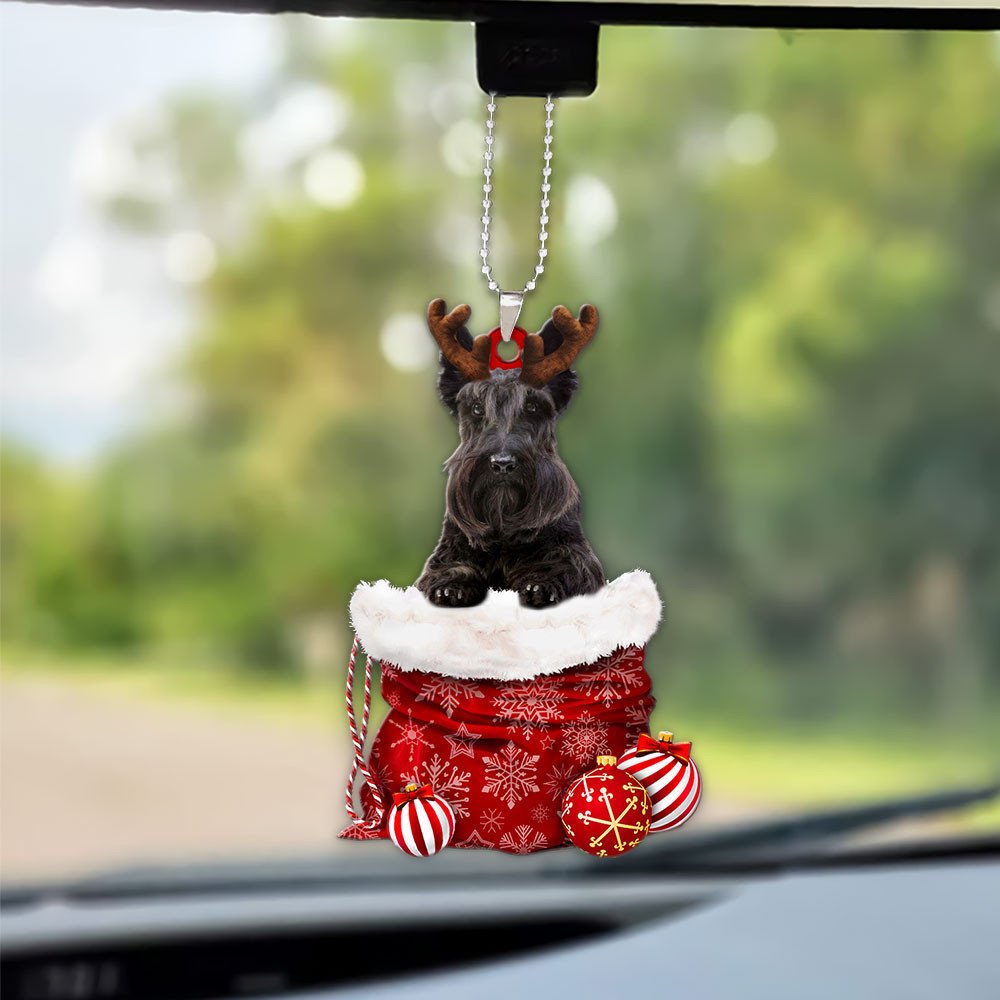 Scottish Terrier In Snow Pocket Christmas Car Hanging Ornament Lasfour Ornaments OO1250