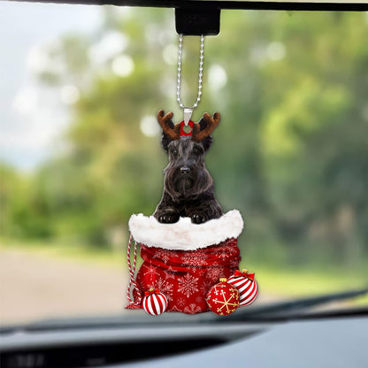 Scottish Terrier In Snow Pocket Christmas Car Hanging Ornament Lasfour Ornaments OO1250