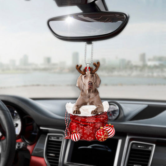 Weimaraner In Snow Pocket Christmas Car Hanging Ornament Lasfour Ornaments OO1255