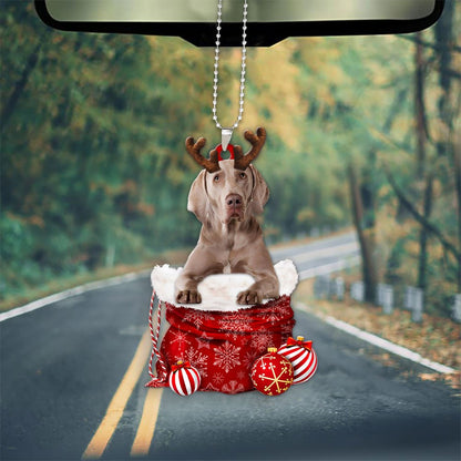 Weimaraner In Snow Pocket Christmas Car Hanging Ornament Lasfour Ornaments OO1255