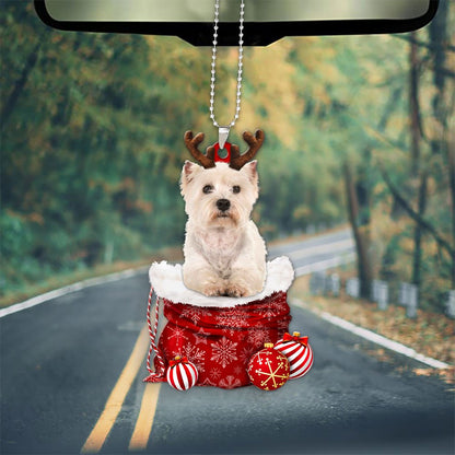 West Highland White Terrier In Snow Pocket Christmas Car Hanging Ornament Lasfour Ornaments OO1256