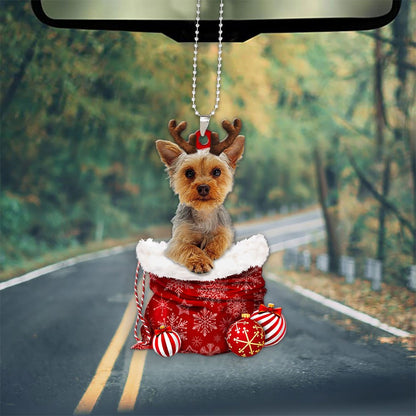 Yorkie-Poo In Snow Pocket Christmas Car Hanging Ornament Lasfour Ornaments OO1257