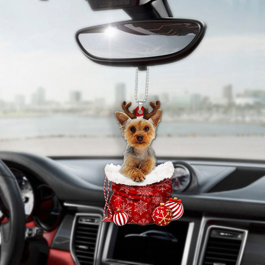 Yorkie-Poo In Snow Pocket Christmas Car Hanging Ornament Lasfour Ornaments OO1257