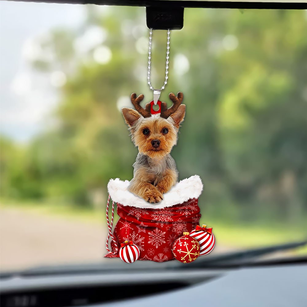 Yorkie-Poo In Snow Pocket Christmas Car Hanging Ornament Lasfour Ornaments OO1257