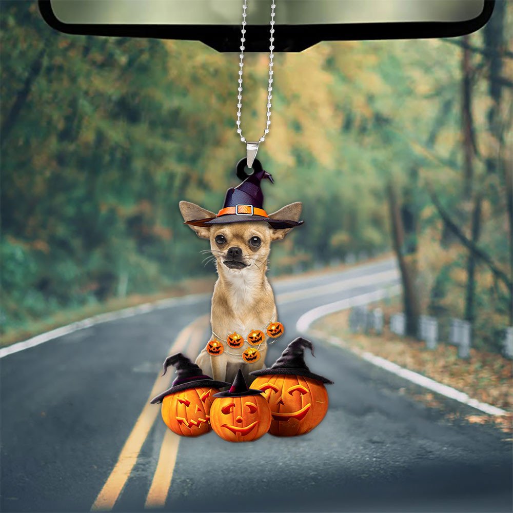 Chihuahua Halloween Pumpkin Scary Car Ornament OO1261