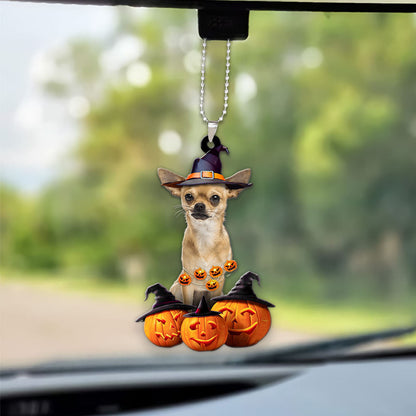 Chihuahua Halloween Pumpkin Scary Car Ornament OO1261