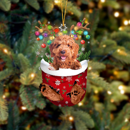 Irish Doodle In Snow Pocket Christmas Ornament Flat Acrylic Dog Ornament SO1230