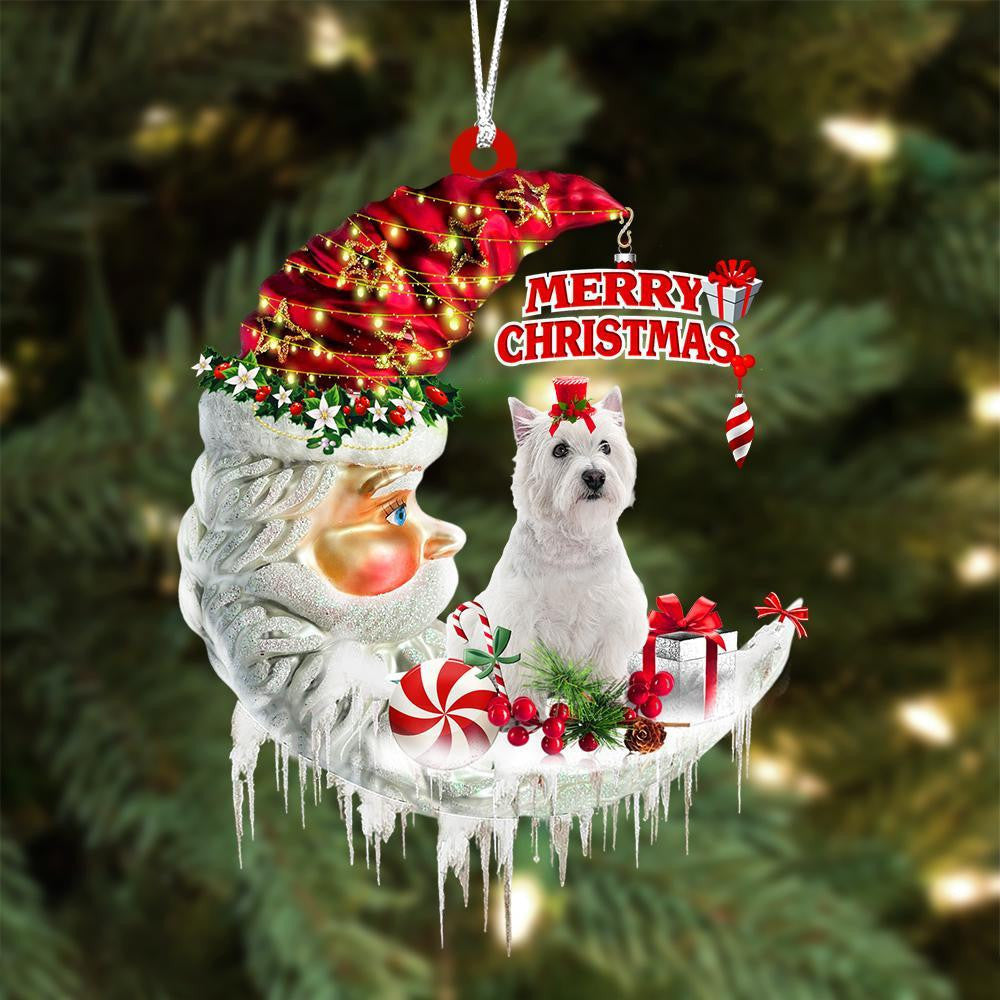 West Highland White Terrier 02 On The Moon Merry Christmas Hanging Ornament Flat Acrylic Dog Ornament OO2059