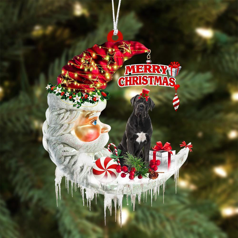 Cane Corso On The Moon Merry Christmas Hanging Ornament Flat Acrylic Dog Ornament OO2048