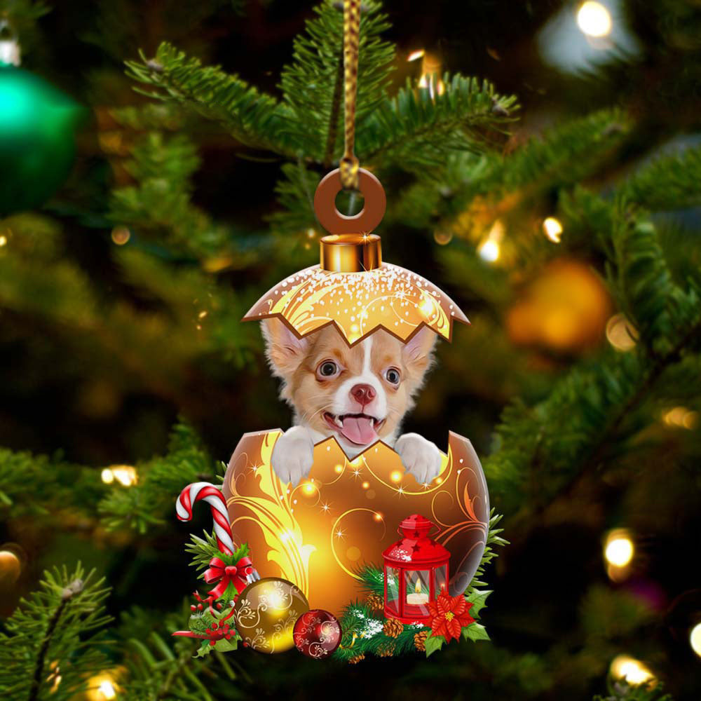 Chihuahua in Golden Egg Christmas Ornament, Flat Acrylic Dog Ornament SO1227