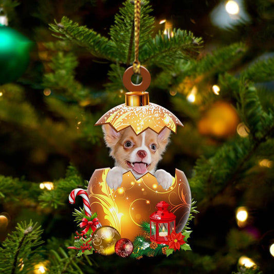 Chihuahua in Golden Egg Christmas Ornament, Flat Acrylic Dog Ornament SO1227