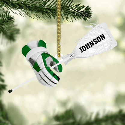 Personalized Lacrosse Gloves And Stick Cut Flat Acrylic Ornament Christmas Gift For Lacrosse Lover OO1982