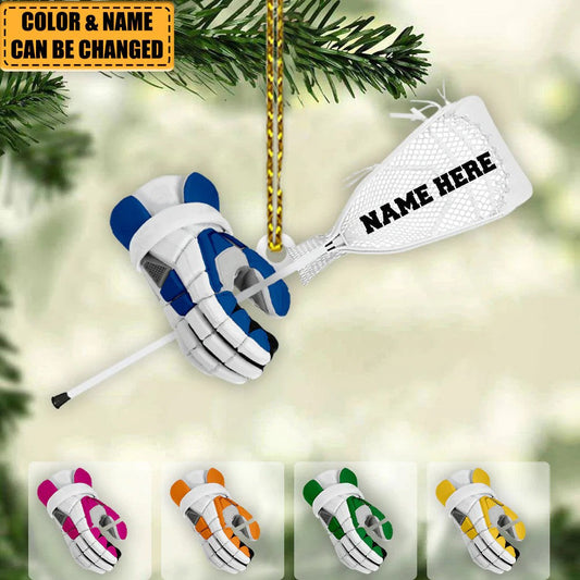 Personalized Lacrosse Gloves And Stick Cut Flat Acrylic Ornament Christmas Gift For Lacrosse Lover OO1982